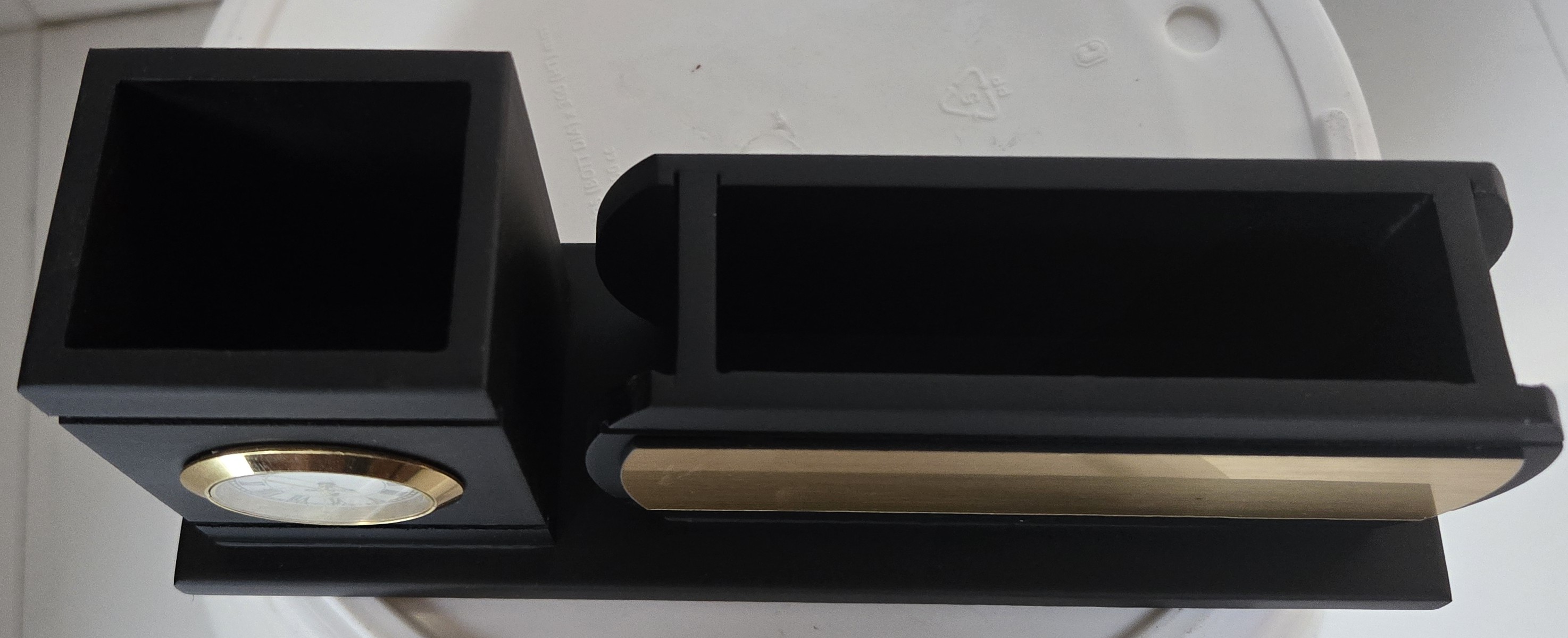Personalised Pen Stand With Table Clock
